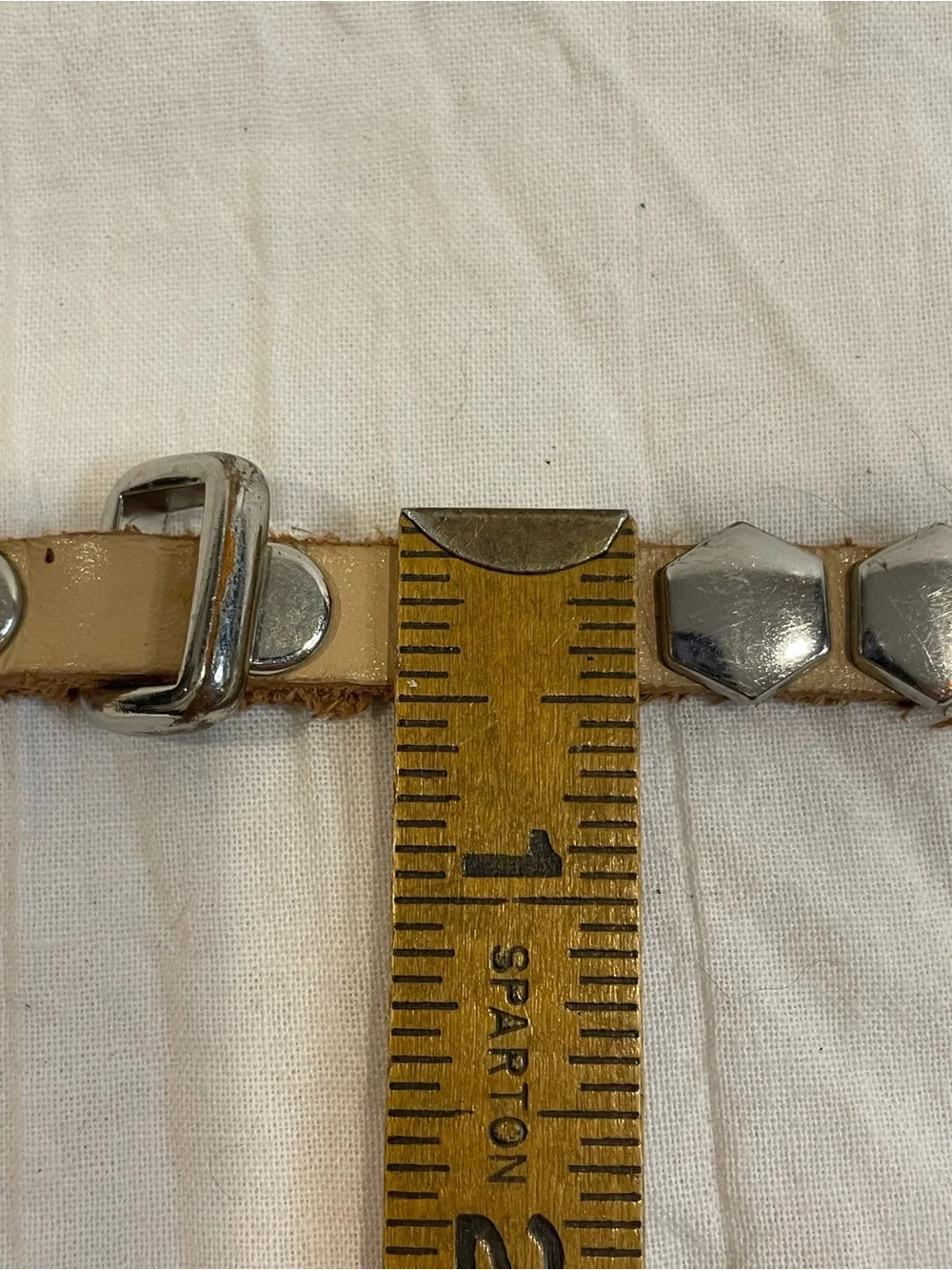 Leather Silver Hexagon Studded Wrap Belt Western Boho Y2K Tan